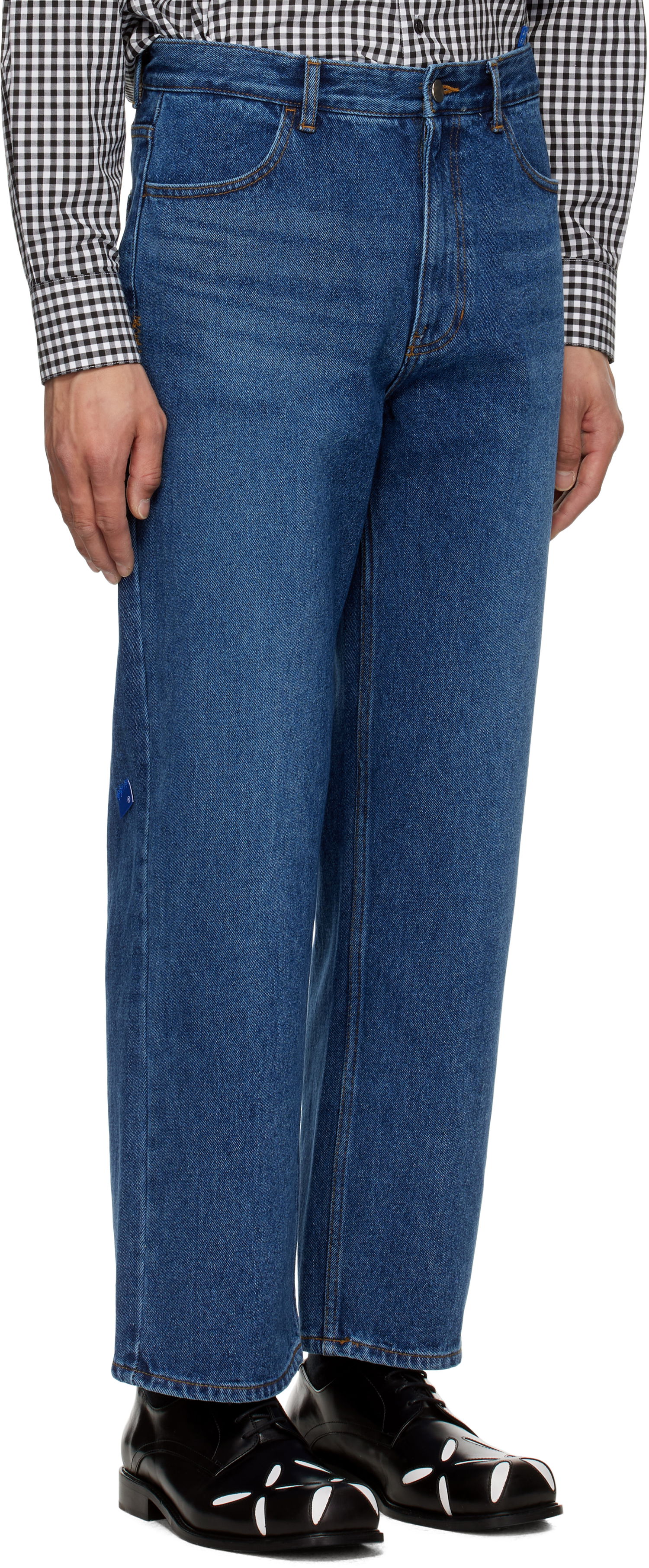 Kavbojke ADER ERROR ADER error Sig; TRS Tag 01 Wide-Leg Jeans Modra | BO42FYJE0101BL, 1