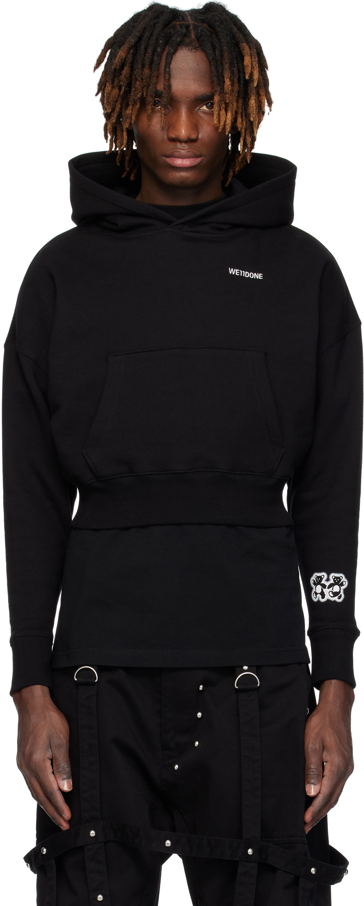 Pulover We11done We11done Teddy Twins Sleeve Hoodie Črna | WD-TH0-25-841-U-BK, 0