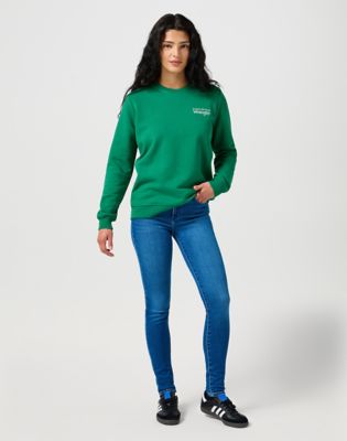 Pleteni pulover Wrangler Wrangler Regular Fit Crewneck Sweatshirt Zelena | 112356509:XXL