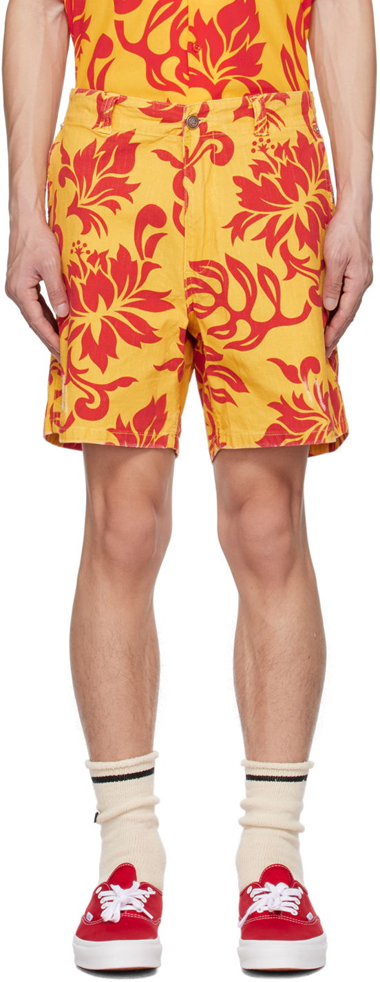 Kratke hlače ERL Graphic Print Cotton Shorts Rumena | ERL06P002