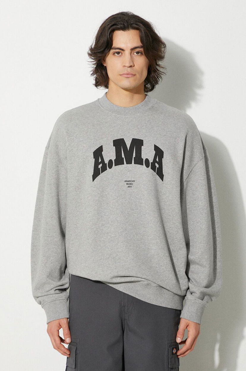 Pulover Marcelo Burlon Ama Comfort Crewneck Sweatshirt Siva | CMBA097F24FLE0030810