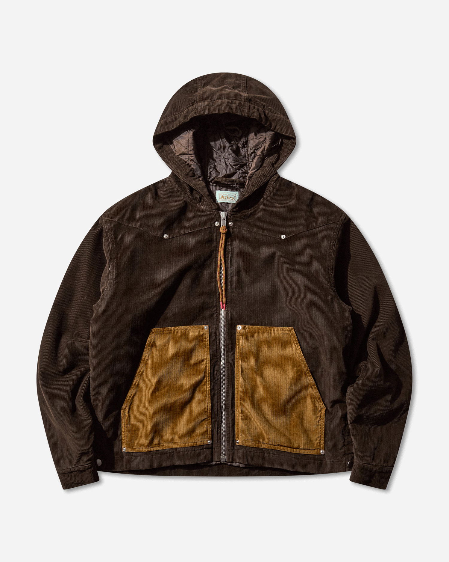 Jakna Aries Washed Cord Carpenter Hooded Jacket Rjava | AR7025004 Brown, 1