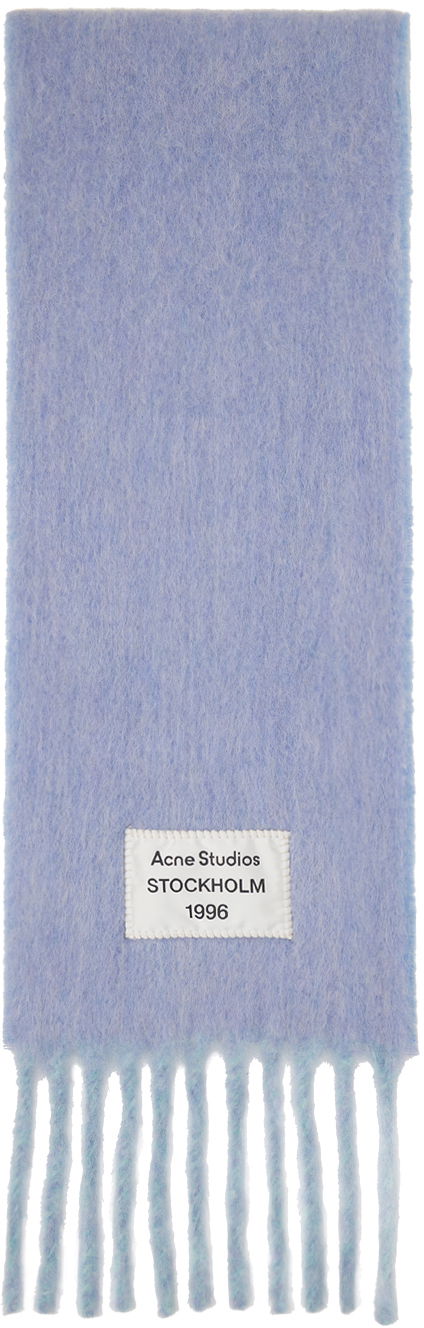 Šala Acne Studios Blue & Purple Logo Label Fringed Scarf Modra | CA0343-