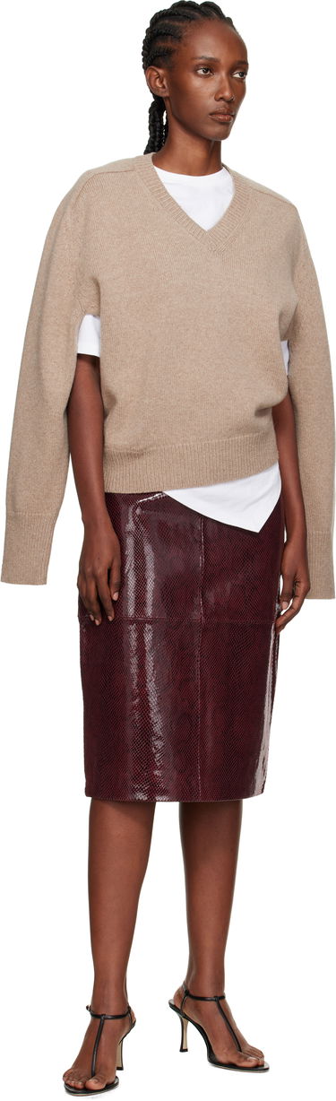 Krila Róhe Róhe Snake Leather Midi Skirt Bordo | 416-32-166, 3