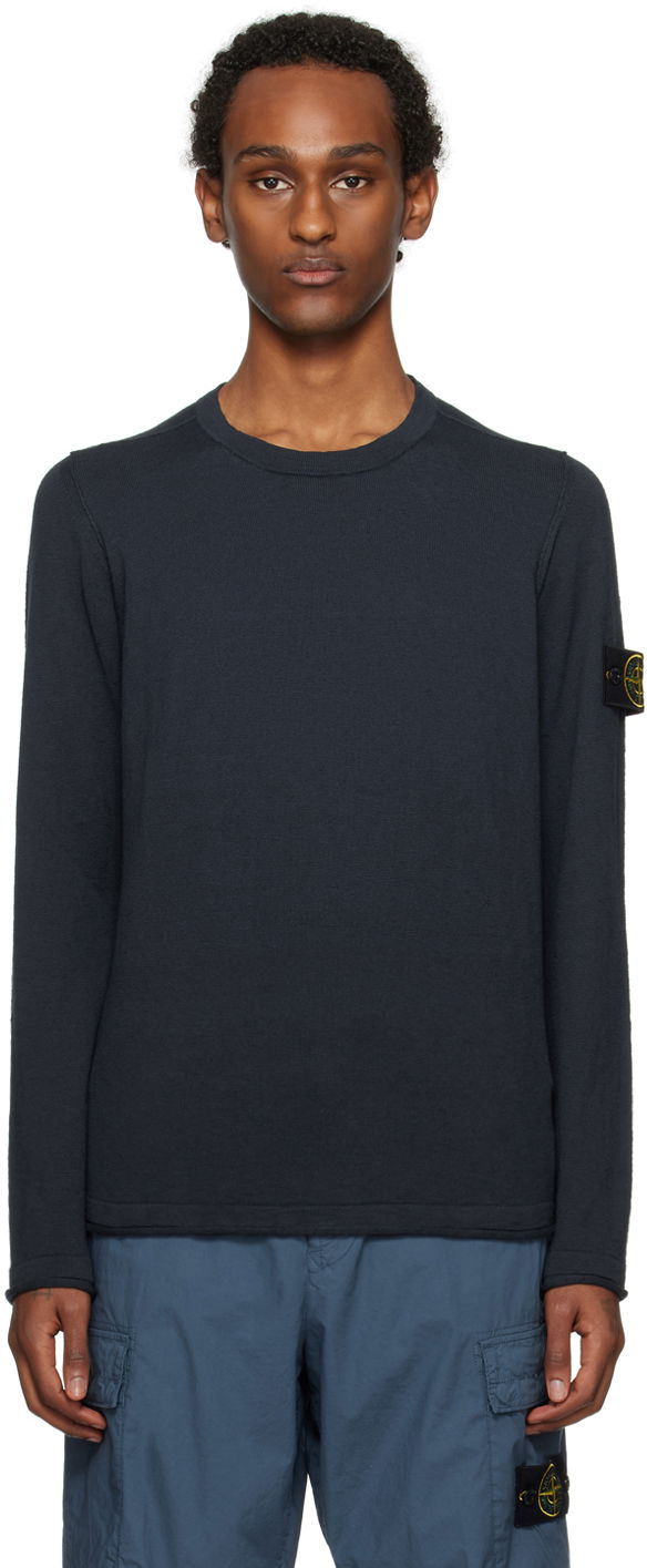 Pleteni pulover Stone Island Patch Sweater Mornarica | 8015502B0