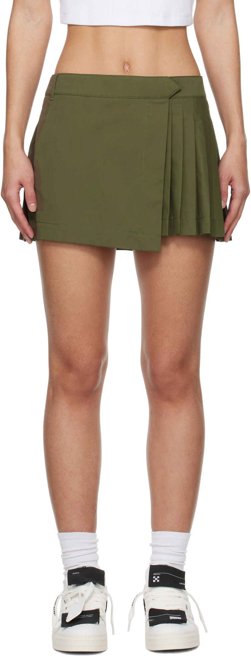 Krila Off-White Off-White Savana Pleated Miniskirt Zelena | OWCU014S25FAB0025800