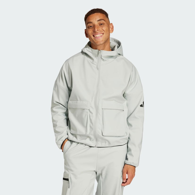 Vetrovka adidas Performance Premium Full-Zip Hoodie Siva | JF3302
