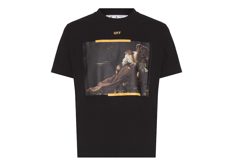 Majica Off-White Arrow Caravaggio St. Fran Skate Slim Tee Black/Yellow/Multi Črna | OMAA027C99JER0141001