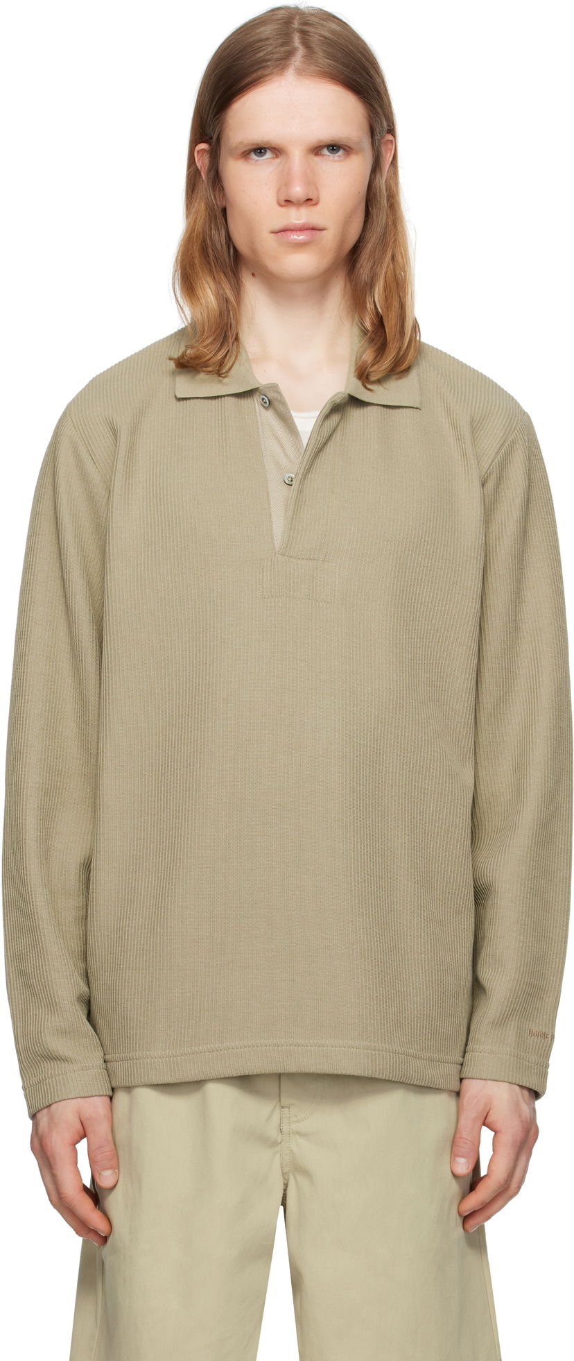 Polo majica NORSE PROJECTS Norse Projects Ruben Double Face Long Sleeve Polo Zelena | N10-0214