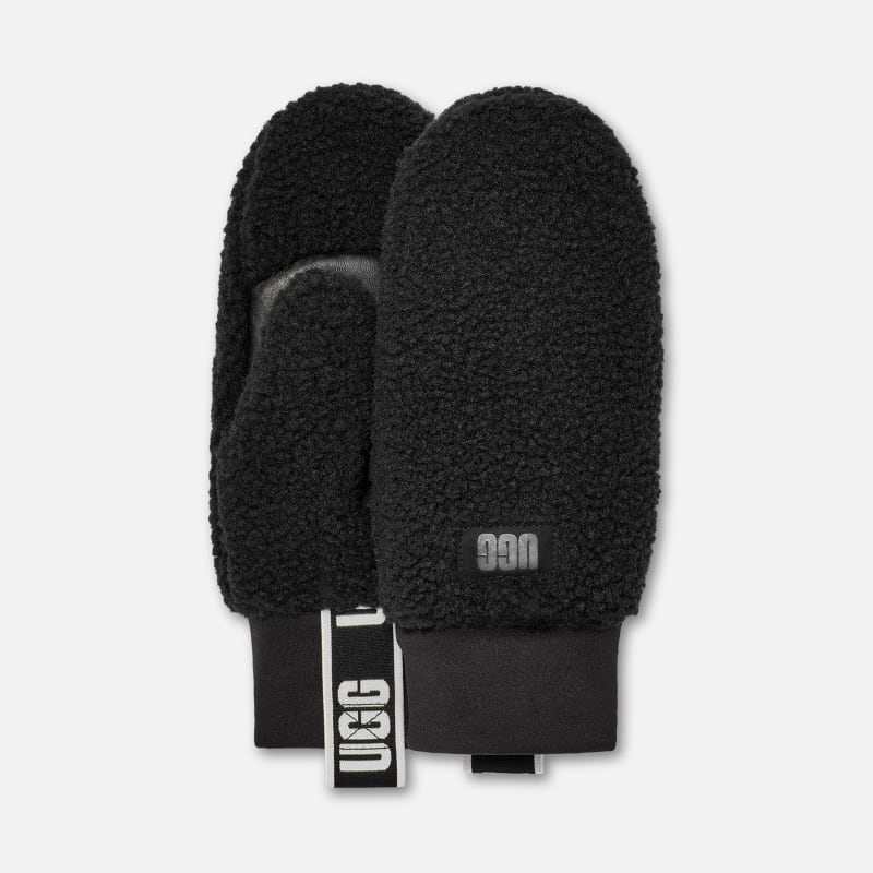 Rokavice UGG Logo Tape Fleece Mittens Črna | 101099-BLK