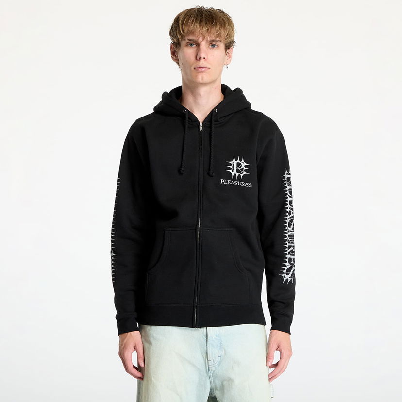 Pulover Pleasures Spike Zip Hoodie Black Črna | P24F102 BLACK