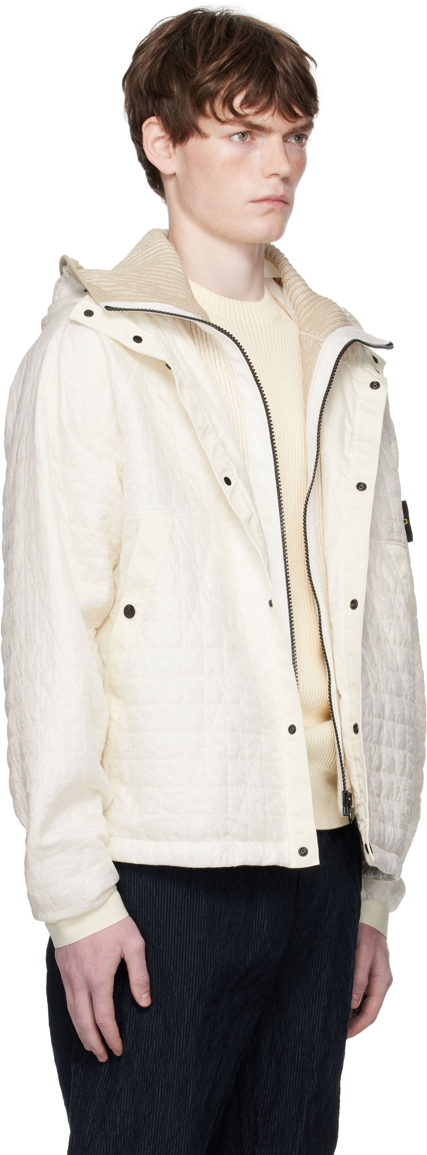 Jakna Stone Island Stone Island Quilted Crinkled Reps Hooded Jacket Bela | K2S15 4100023 S0186, 1
