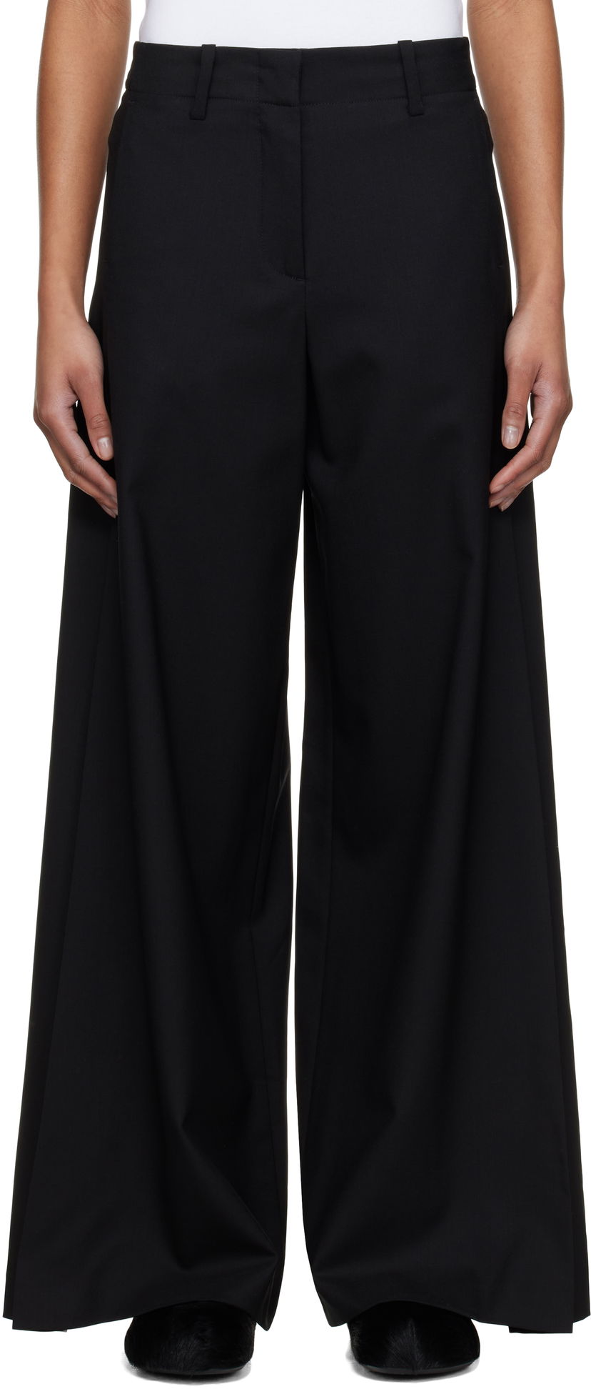 Hlače KENZO Kenzo Paris Wide-Leg Trousers Črna | FF52PA0999RA