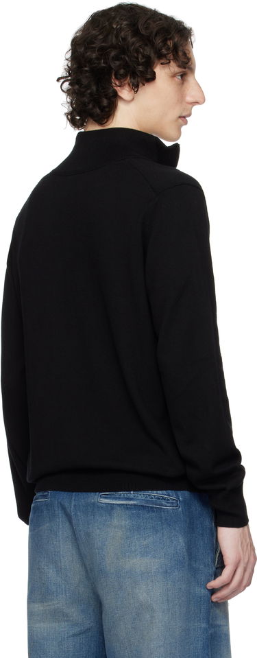 Pleteni pulover BOSS Zip-Neck Cotton-Cashmere Sweater Črna | 50527585, 3