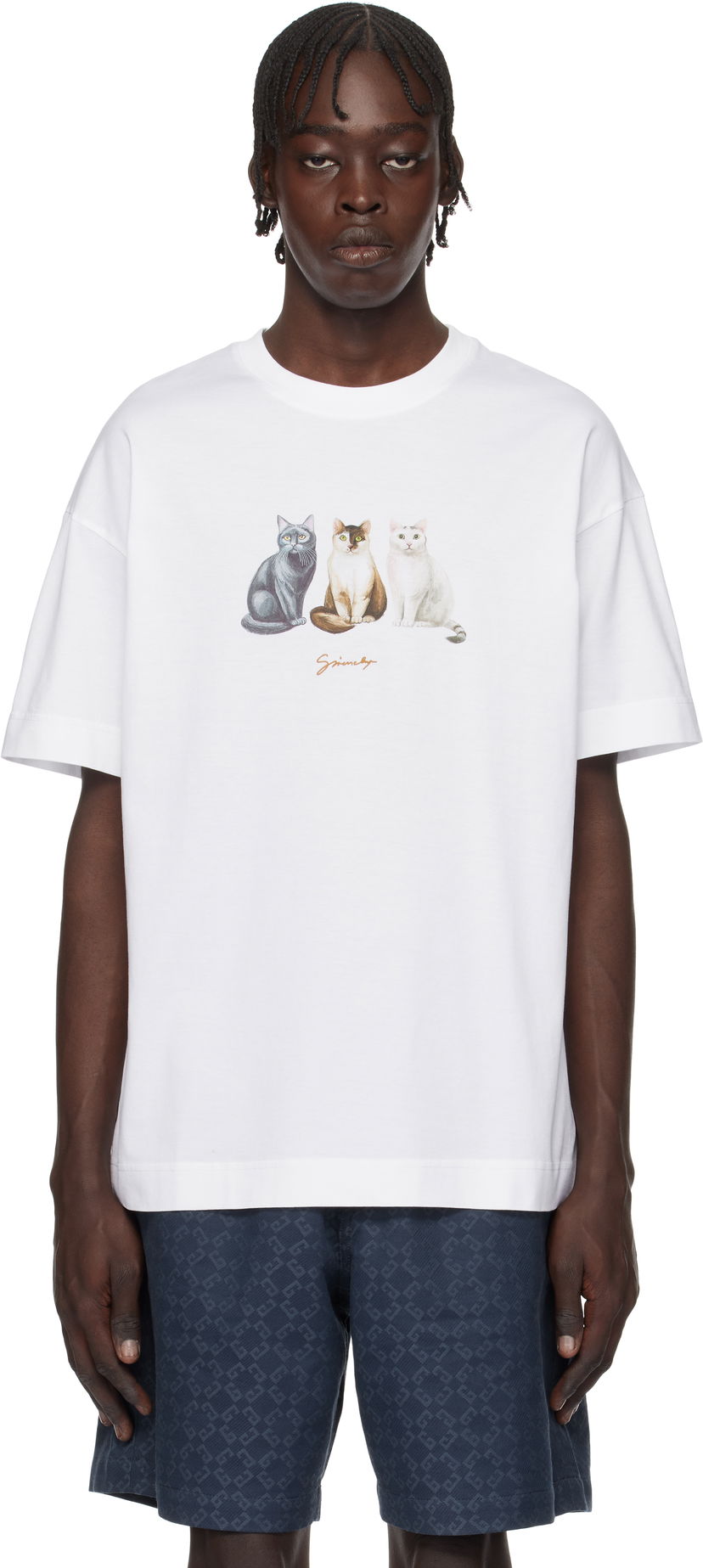 Majica Givenchy Cats Print T-Shirt Bela | BM71MG3YPF100