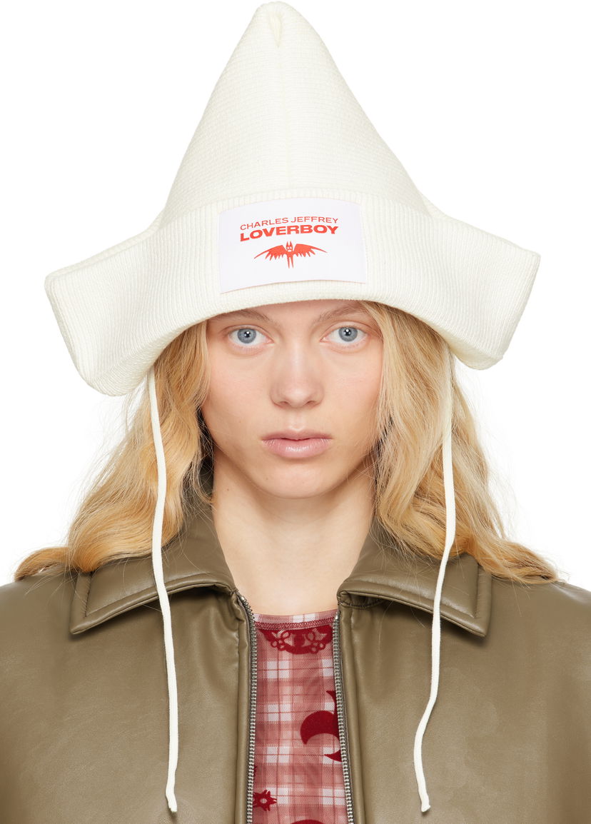 Klobuk Charles Jeffrey Loverboy Charles Jeffrey LOVERBOY Paper Boat Knit Beanie Bela | 54130702