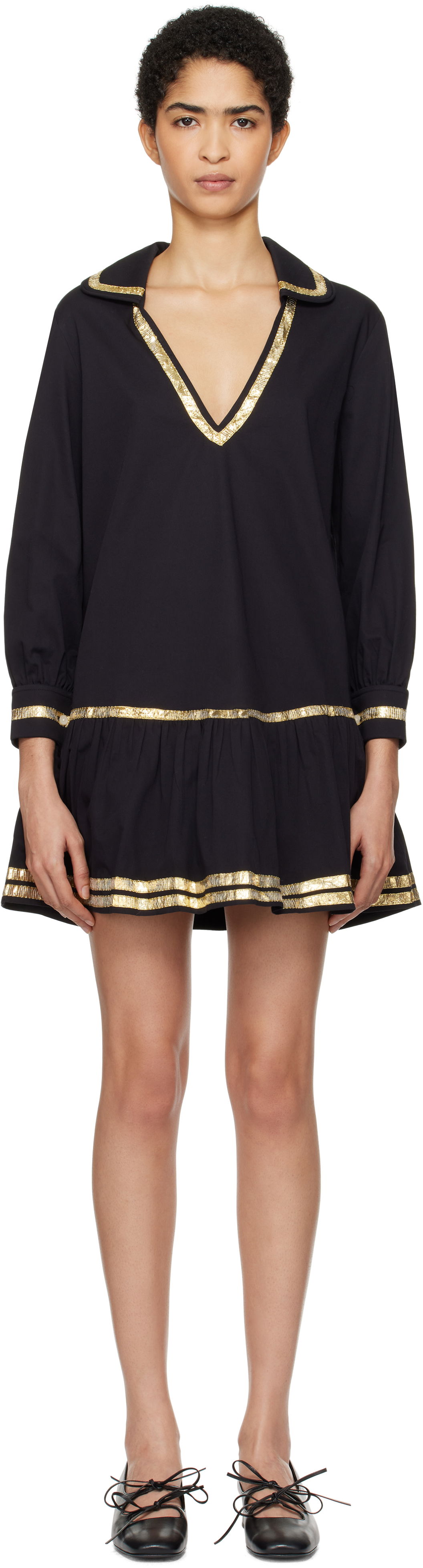 Obleke Bode Bode Tinsel Tape Minidress Črna | WRF24DR015, 0