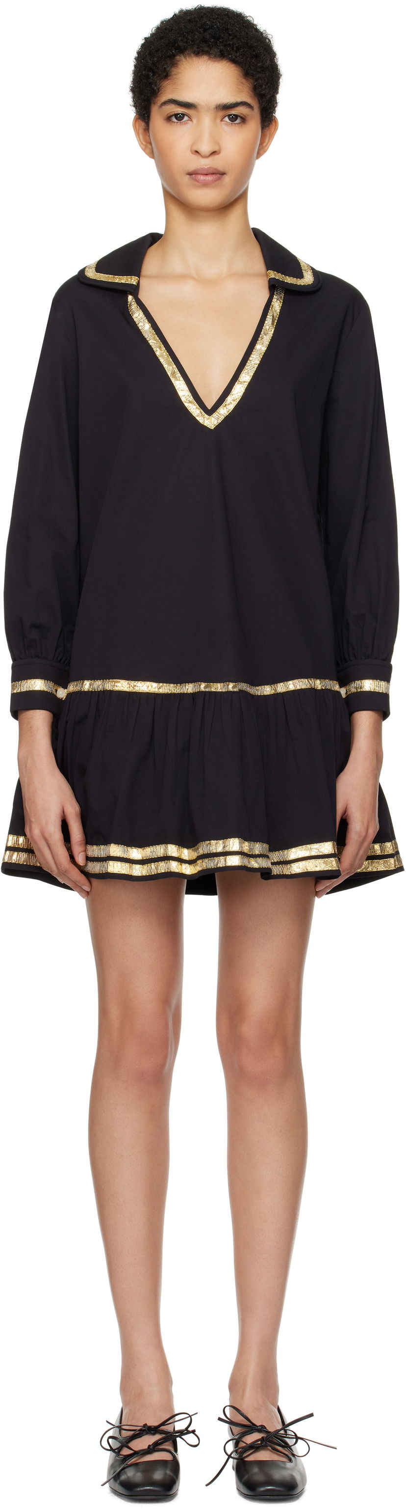 Obleke Bode Bode Tinsel Tape Minidress Črna | WRF24DR015