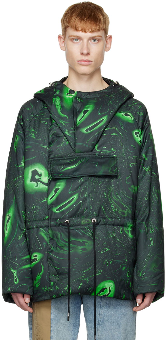 Parka Feng Chen Wang Feng Chen Wang Graphic Down Jacket Zelena | FUF14JK05