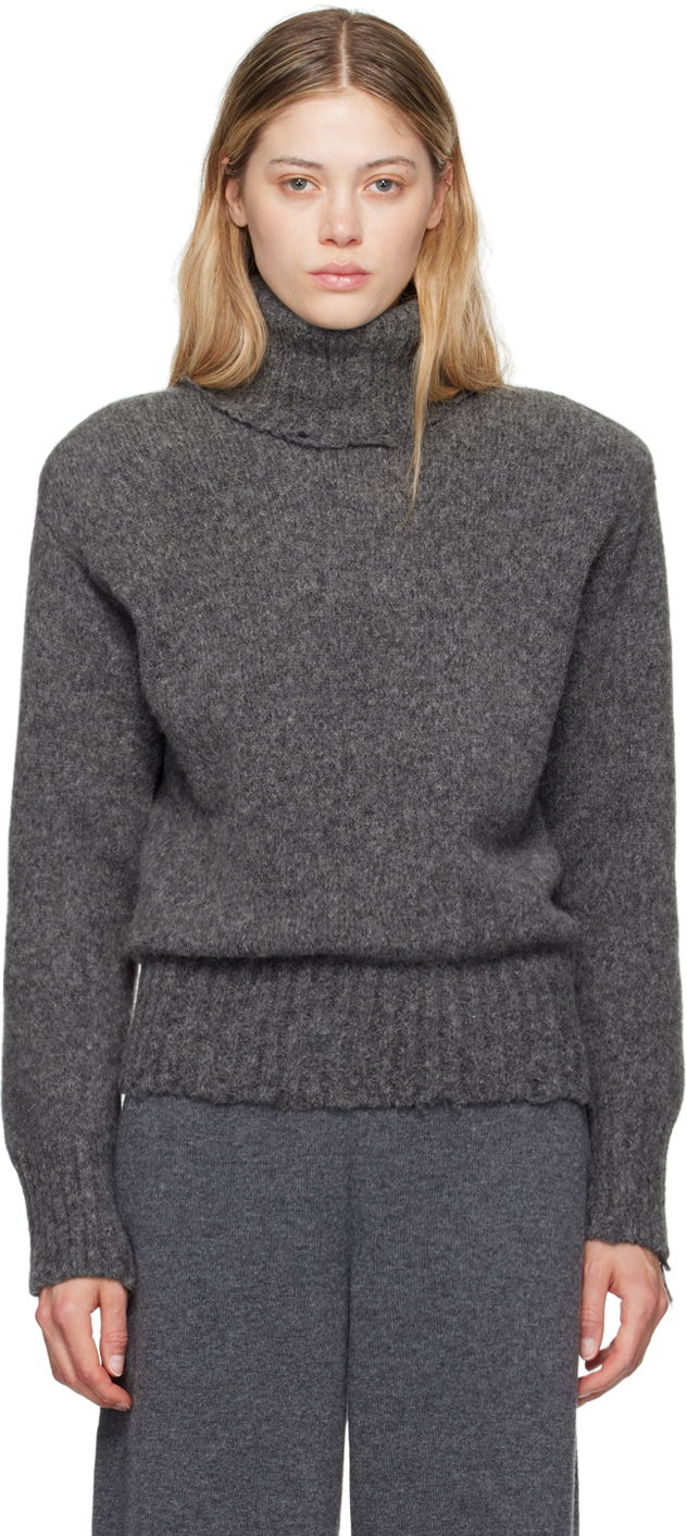 Pleteni pulover Stella McCartney Stella McCartney Distressed Turtleneck Sweater Siva | 6K08613S2522