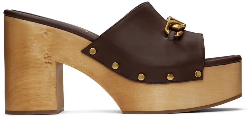 Superge in čevlji Valentino Valentino Garavani VLogo Chain Platform Mules Rjava | 2W2S0GC1YZX