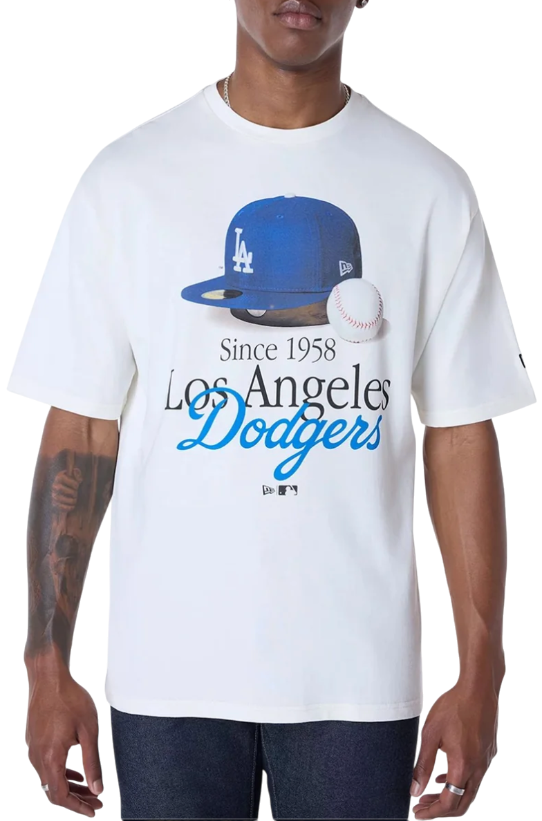 Majica New Era Los Angeles Dodgers Script Graphic T-Shirt Bela | 60596283-60596283