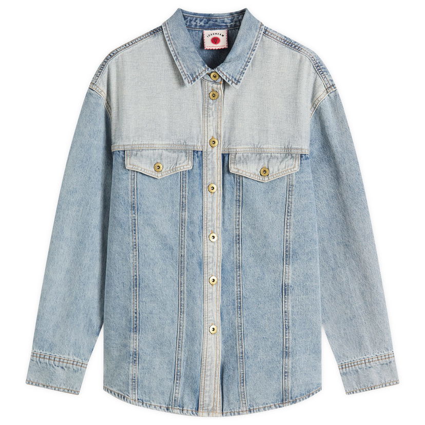 Srajce BBC IceCream ICECREAM Appliqué Running Dog Denim Shirt, Size Large Modra | ICWW25304-LBL