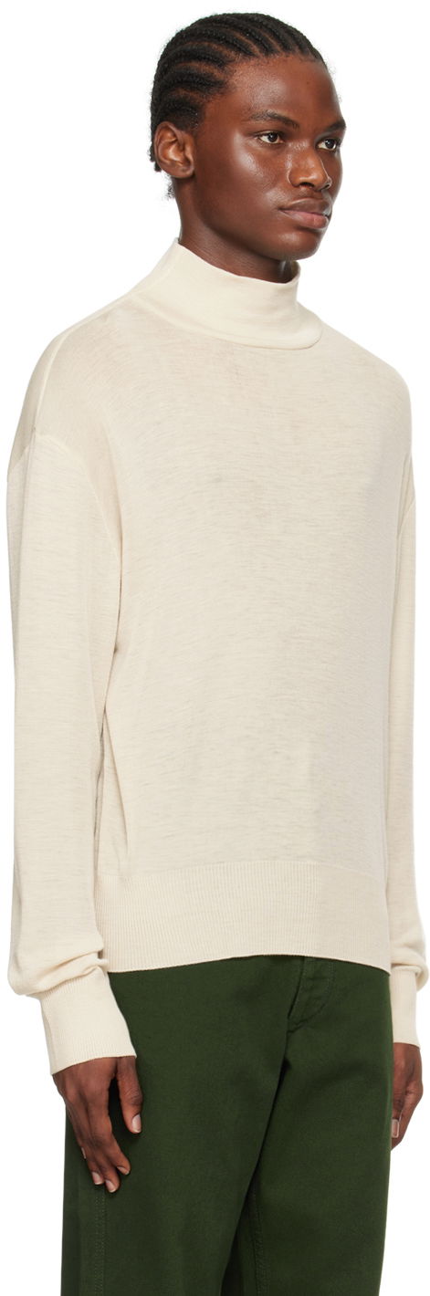 Pleteni pulover LEMAIRE LEMAIRE Dropped Shoulder Turtleneck Bela | TO1137 LK1011, 1