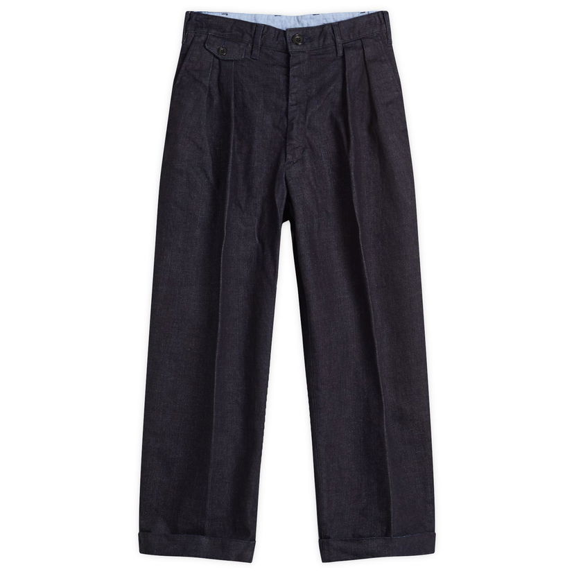 Hlače BEAMS Beams Plus 2 Pleat Denim Trousers, Size Large Modra | 3823-0104-578-78