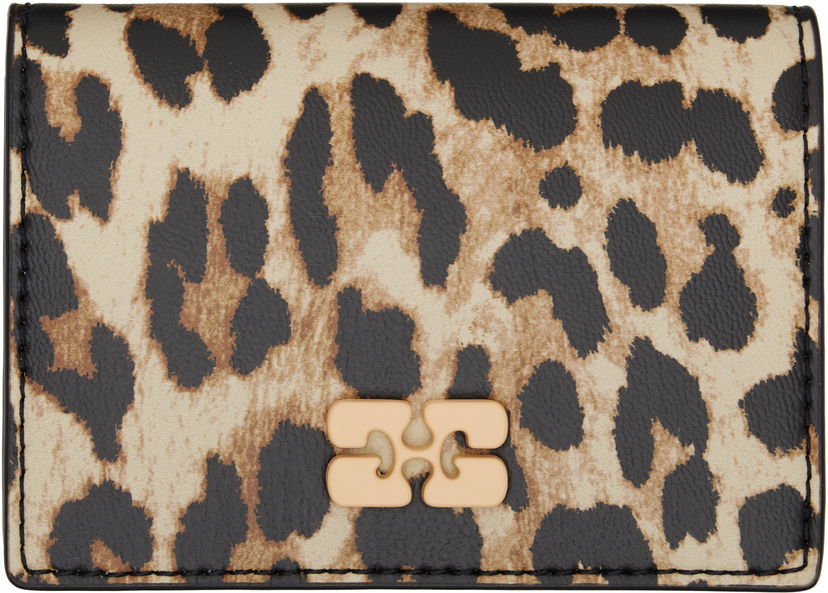 Denarnica GANNI GANNI Leopard Bou Flap Card Holder Bež | A6545