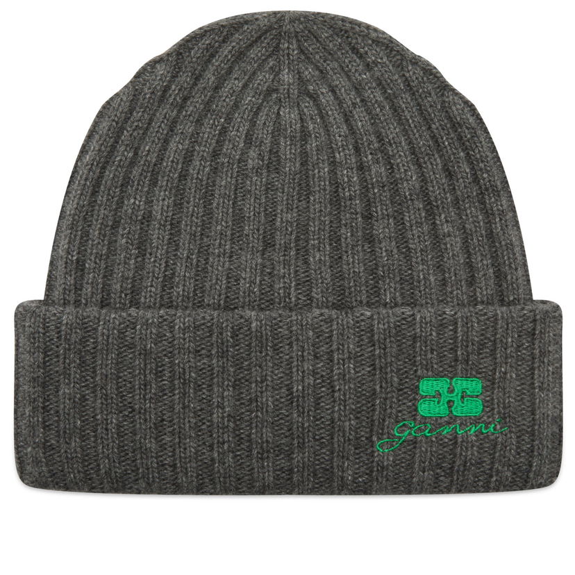 Beanie GANNI Core Future Wool Knit Beanie Siva | A6928-220