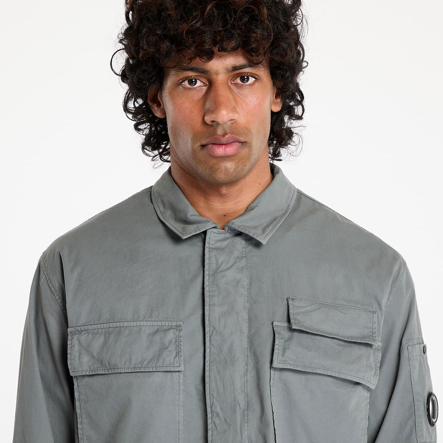 Srajce C.P. Company C.P. Company Organic Gabardine Utility Lens Shirt Siva | 18CMSH128A110143G-935, 1
