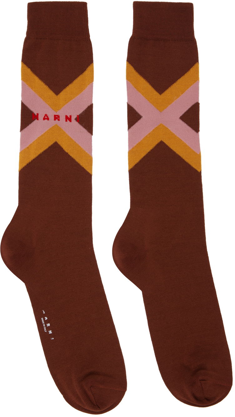 Nogavice Marni Brown Micro Argyle Socks Rjava | SKZC0140Q0 UFC172