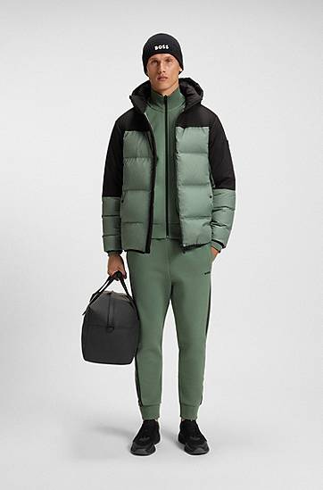 Trenirka BOSS Regular-fit tracksuit set in stretch cotton with striped trims Zelena | 50543886, 1