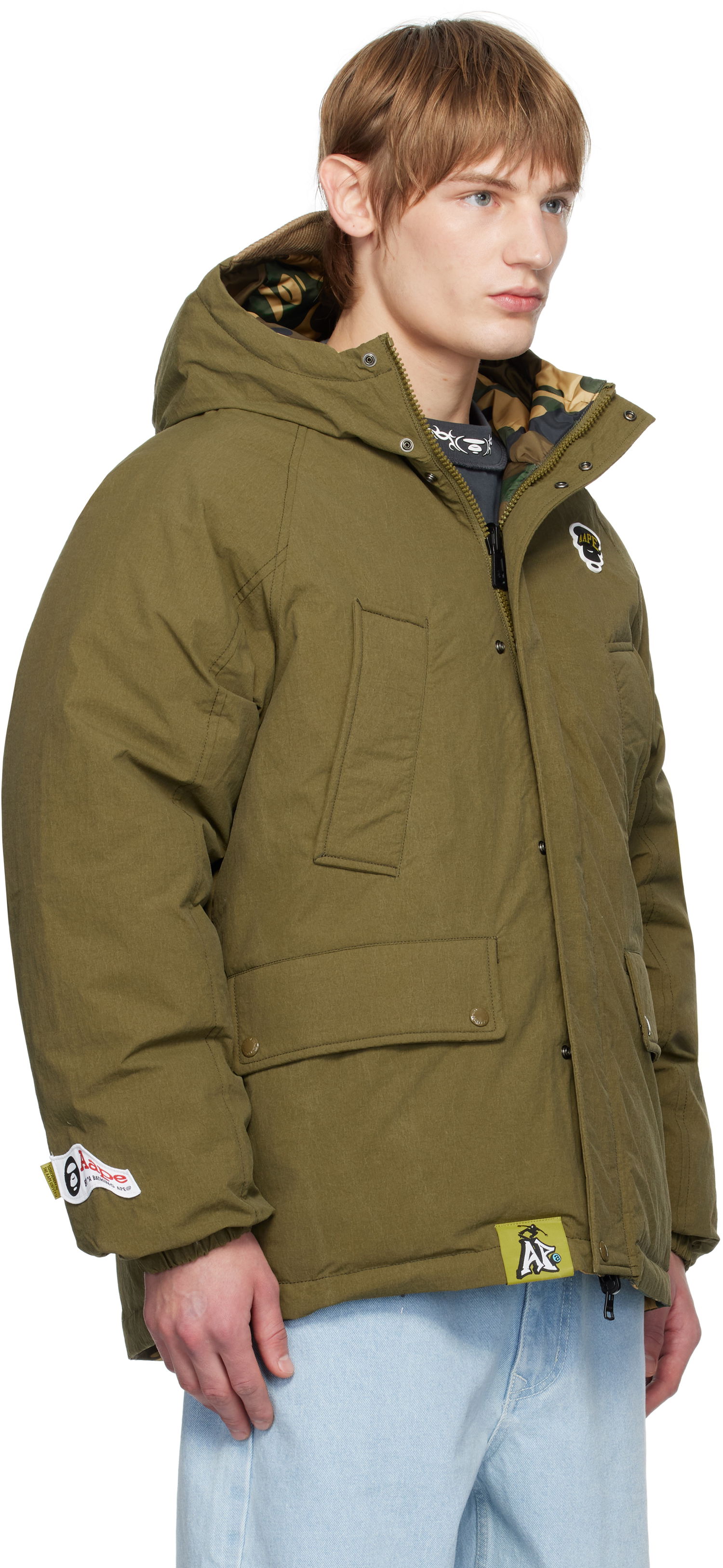 Parka AAPE by A Bathing Ape AAPE by A Bathing Ape Reversible Down Jacket Zelena | AAPDNM7669XXNGRH, 1