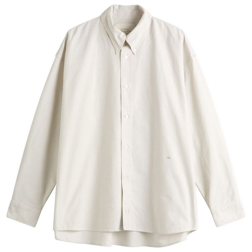 Srajce Studio Nicholson Studio Nicholson Button Down Shirt, Size Large Bež | RUSKINSNM1152-KHS
