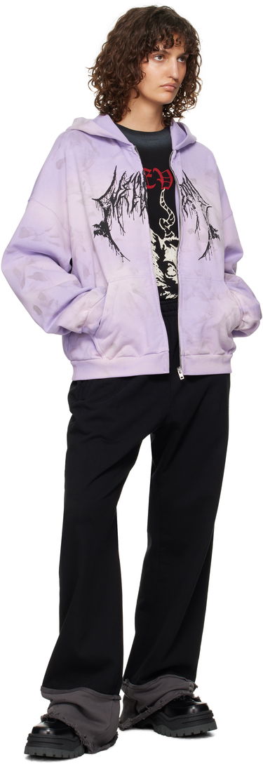 Pulover We11done Graphic Print Zip-Up Hoodie Lila | WD-TJ3-24-878-U-PP, 3
