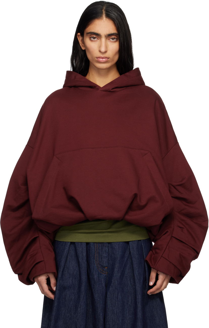 Pulover Dries Van Noten Dries Van Noten Draped Hoodie Bordo | 252-011128-2611