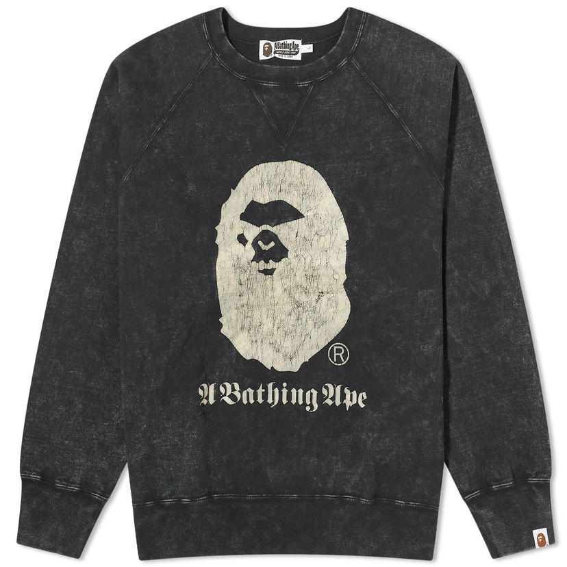 Pulover BAPE A Bathing Ape Overdye Crew Neck Sweatshirt Črna | 001SWK301015M-BLK