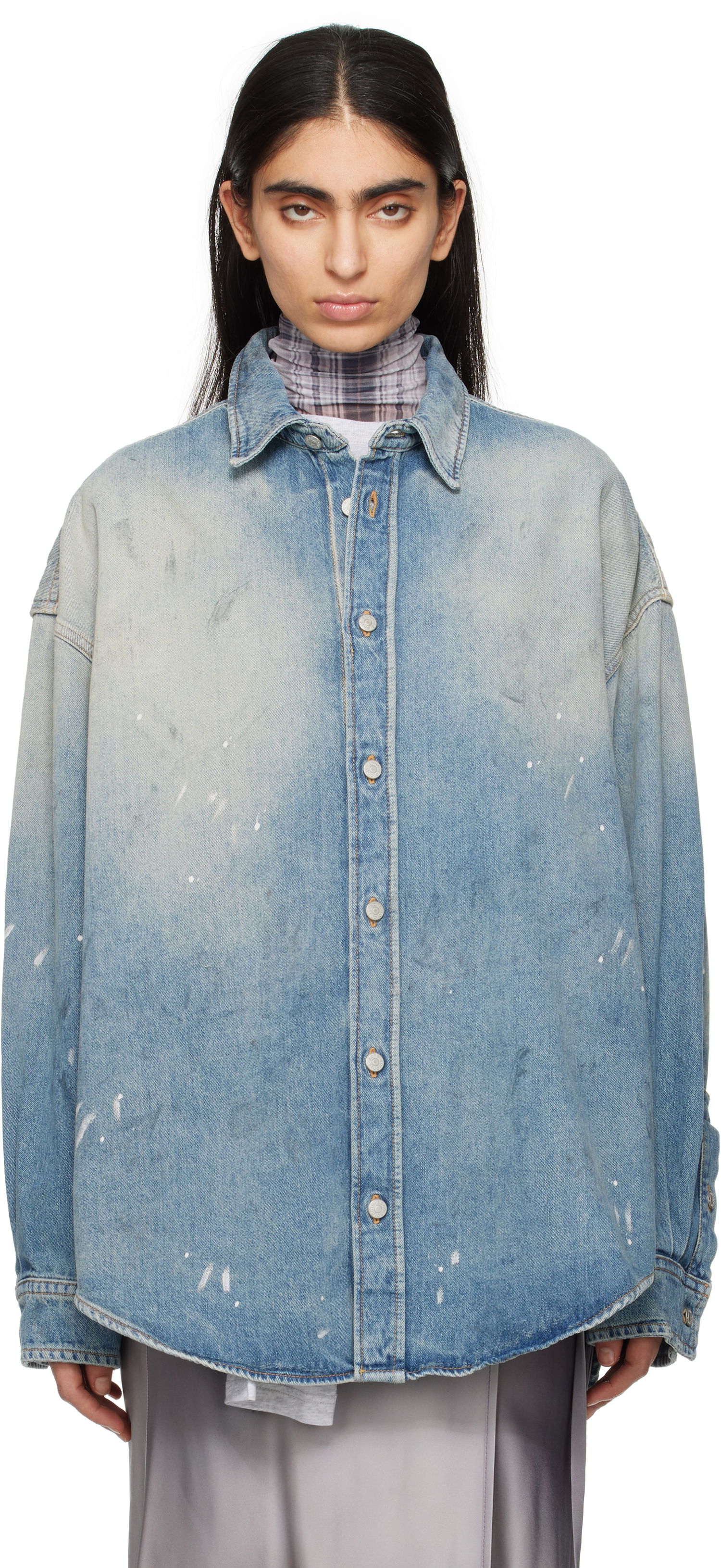 Srajce Acne Studios Acne Studios Button-Up Denim Shirt Modra | CB0103-, 0