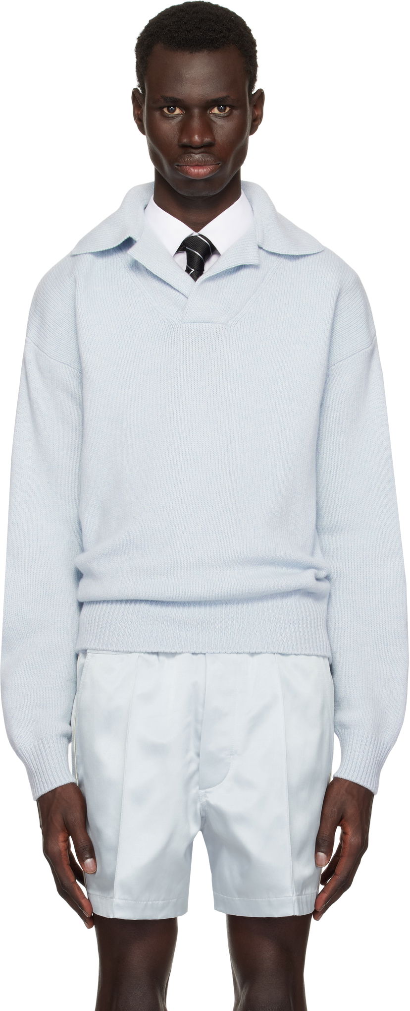 Pleteni pulover Tom Ford TOM FORD Cashmere Lambswool Polo Pullover Modra | KPL032-YMK053S25