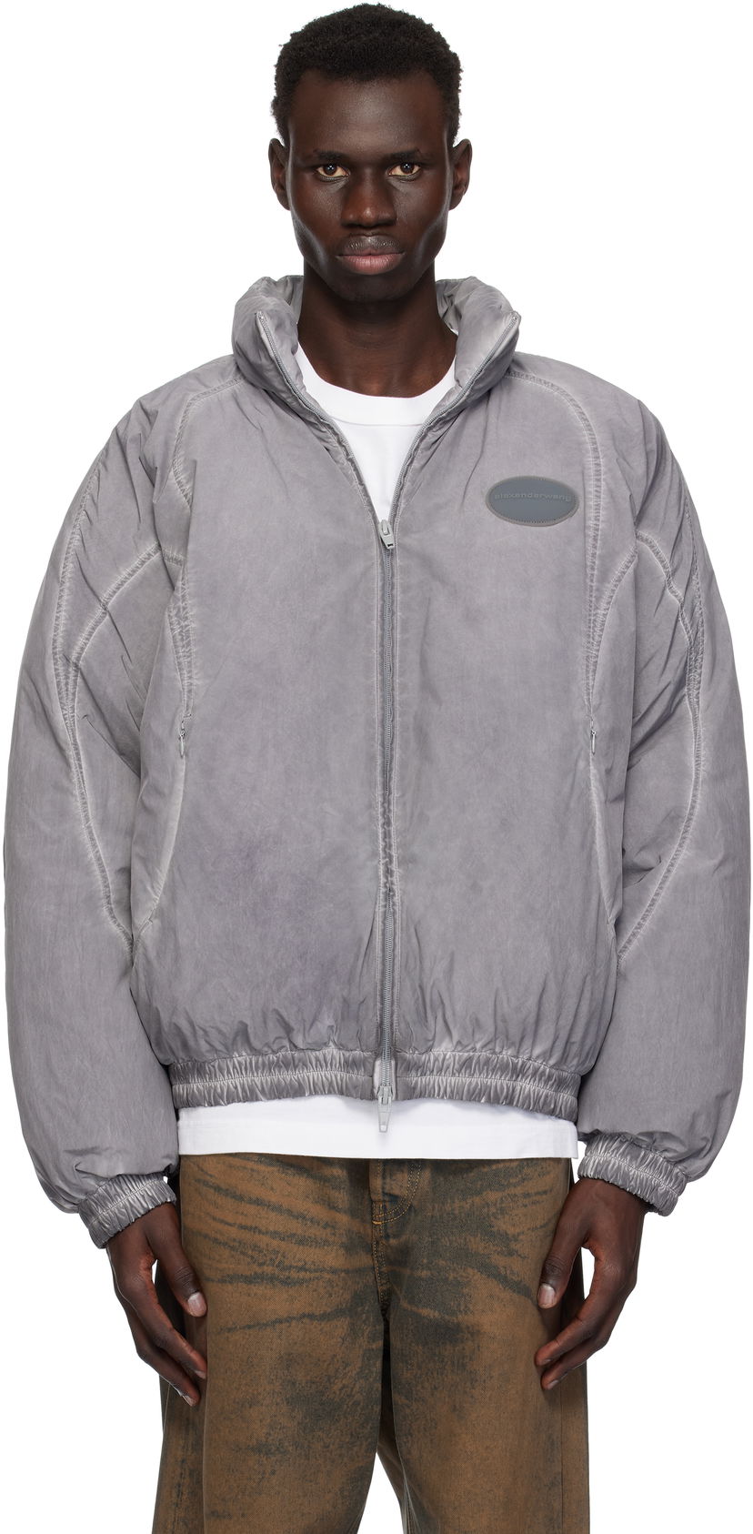 Puhovka Alexander Wang Alexander Wang Padded Track Jacket Siva | UWC1252037