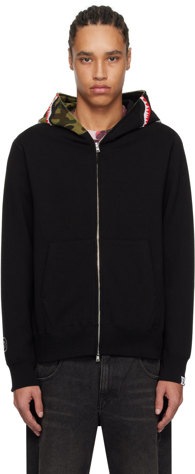 Pulover BAPE A Bathing Ape Swarovski Shark Full Zip Hoodie Črna | 001ZPK701009M