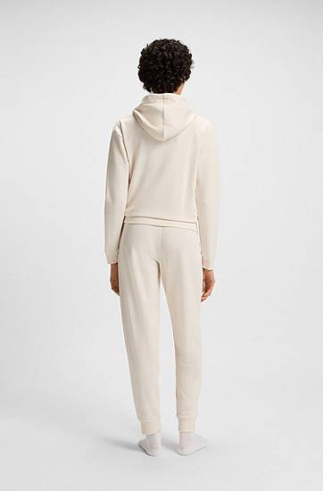 Pulover BOSS Hoodie with Logo Print and Signature Stripe Cords Bela | 50524760, 1