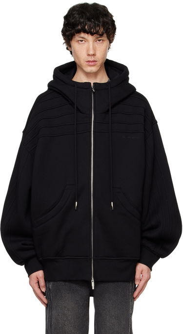 Pulover Feng Chen Wang Feng Chen Wang Pleated Zip-Up Hoodie Črna | FUF18HD03B, 0