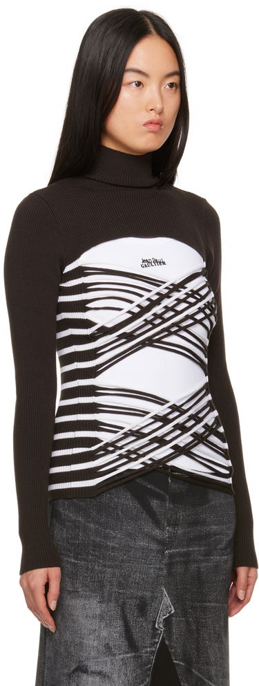 Pleteni pulover Jean Paul Gaultier Jean Paul Gaultier Striped Turtleneck Top Črna | 23/15-F-PL038-M056-6001, 1