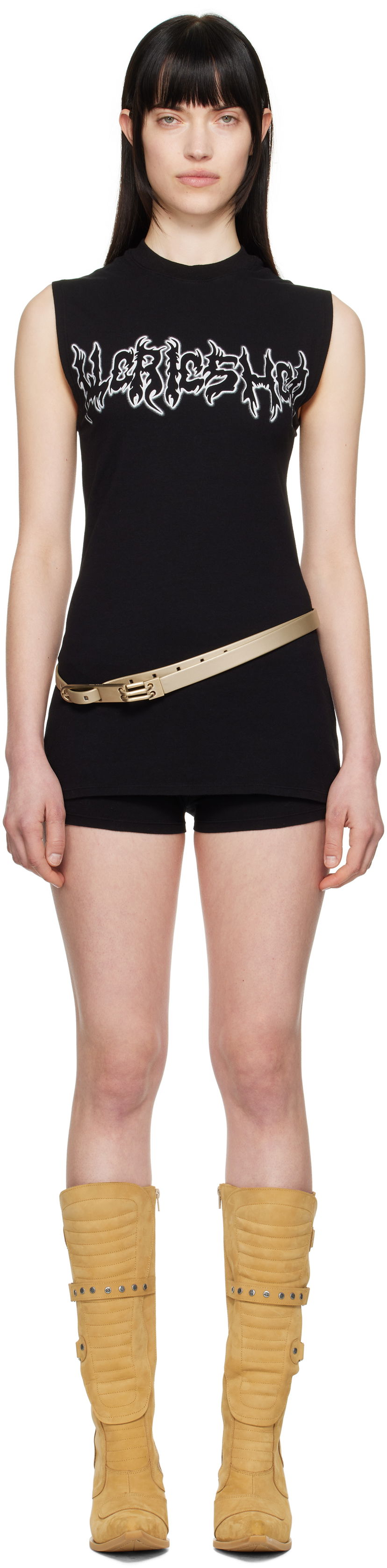 Majica brez rokavov 032C 032c Super Bad Jersey Minidress Črna | S25-WRC-2621-050