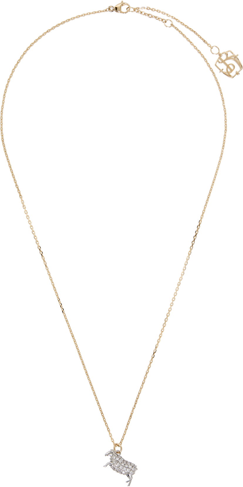 Ogrlica Burberry Burberry Gold-Tone Crystal Sheep Pendant Necklace Kovinski | 8112029