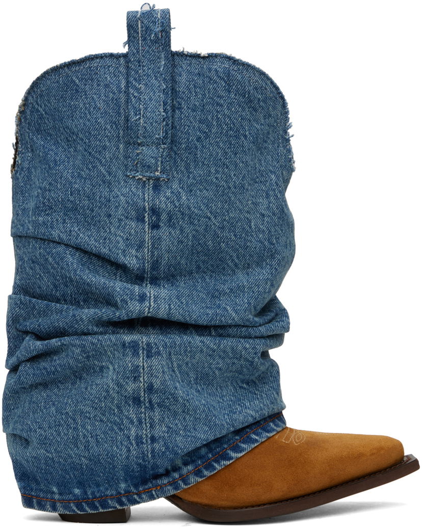 Oblačila R13 R13 Low Rider Cowboy Denim Boots Modra | R13S0109-DEN