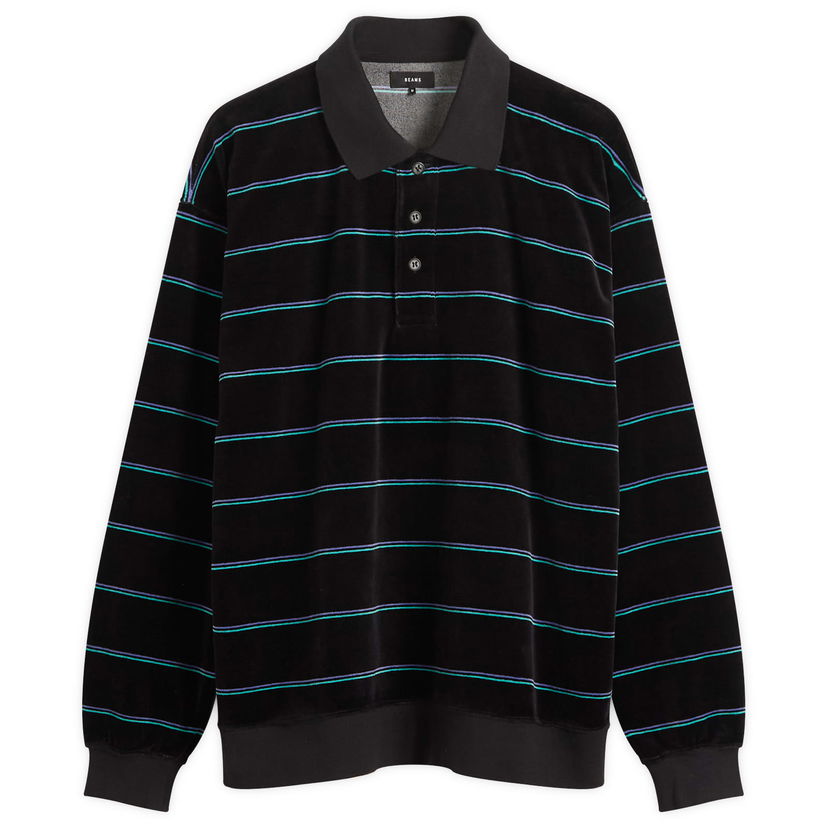 Polo majica BEAMS Velour Border Stripe Long-Sleeve Polo Shirt Večbarvna | 1112-0212-639-19